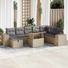 vidaXL 9-delige Loungeset met kussens poly rattan beige