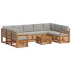vidaXL Sofa-Sets 10 pcs Natuurlijk en Lichtgrijs Massief Acaciahout