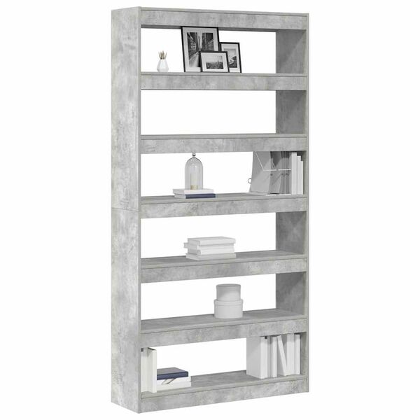 vidaXL Boekenkast Beton Grijs 100 x 30 x 198 cm Bewerkt hout