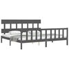 vidaXL Bedframe met hoofdbord massief hout grijs 200x200 cm