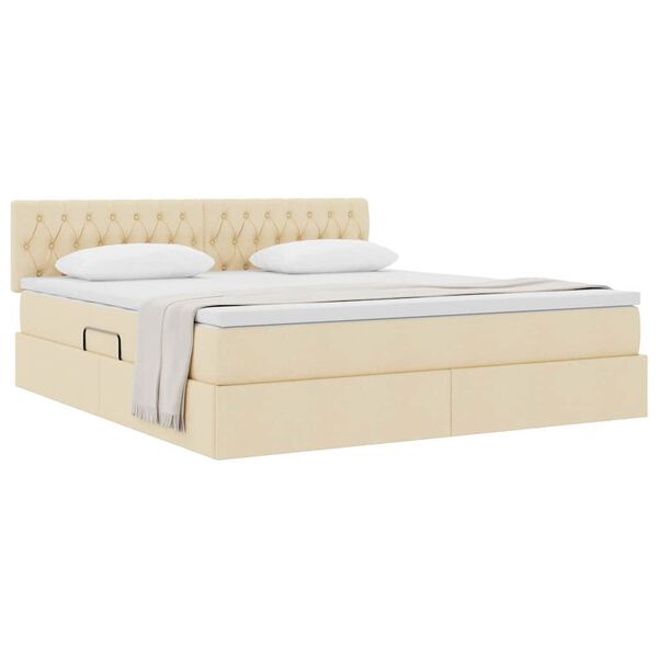 vidaXL Opbergbed met matras met matras Cr&egrave;me 180 x 200 cm Bewerkt hout