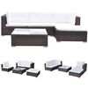 vidaXL 5-delige Loungeset met kussens poly rattan bruin