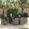 vidaXL Tafel en stoelen set met kussen 7 pcs Grijs PE Rattan