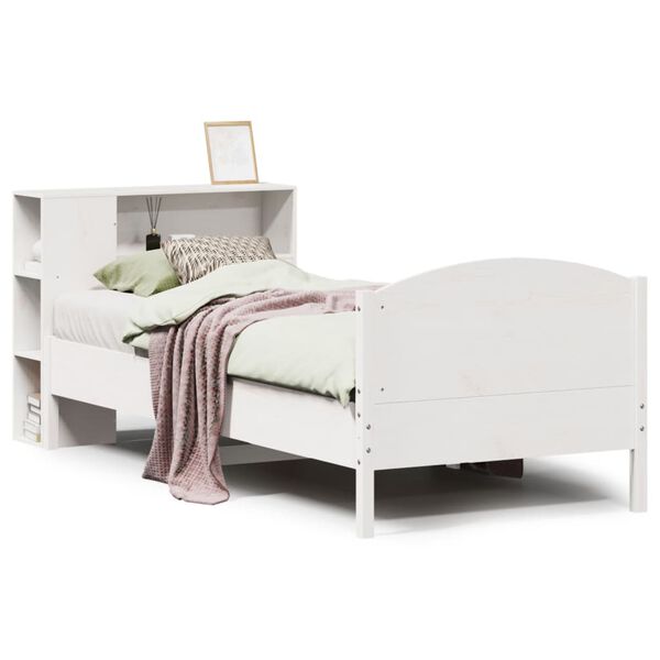 vidaXL Bed met boekenkast zonder matras grenenhout wit 90x190 cm