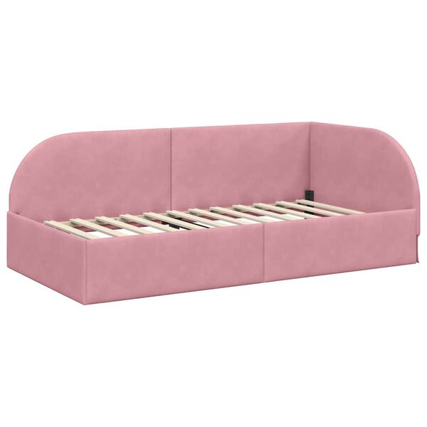 vidaXL Hoekbedframe met hoofdeinde Roze 100 cm x 200 cm Fluweel