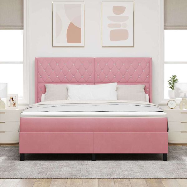 vidaXL Boxspringbed met matras Roze 180 x 200 cm Fluweel