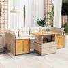 vidaXL 7-delige Loungeset met kussens poly rattan acacia beige