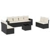 vidaXL 9-delige Loungeset met kussens poly rattan zwart