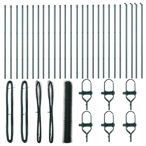 vidaXL Afrasteringspaal Groen 50 x 1,2 m (36 mm gaas) Staal en PVC