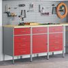 vidaXL Werk kast met lade 3 pcs Rood en Grijs 150 x 55 x 85 cm