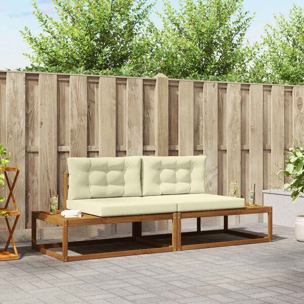 vidaXL Buiten bankenset met kussen 2 Stuk Natuurlijk en Cr&egrave;me