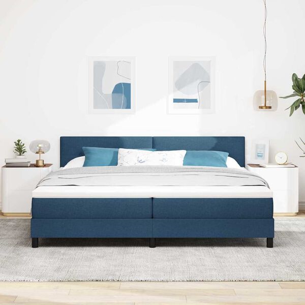 vidaXL Boxspring bed met matras met LED Blauw 200 x 200 cm Stof