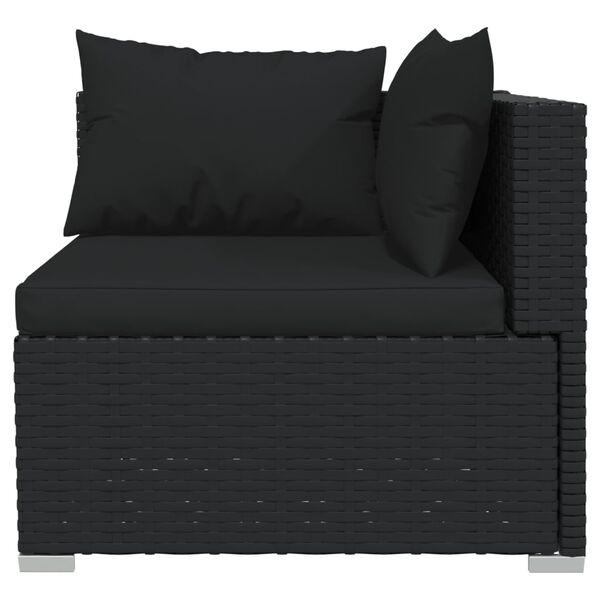 vidaXL 11-delige Loungeset met kussens poly rattan zwart
