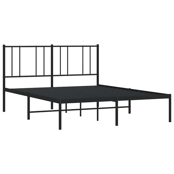 vidaXL Bedframe met hoofdbord metaal zwart 140x200 cm