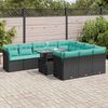 vidaXL 11-delige Loungeset met kussens poly rattan acacia zwart
