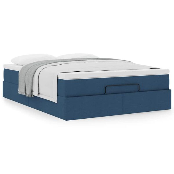 vidaXL Ottoman bed met matras 140x200cm stof blauw
