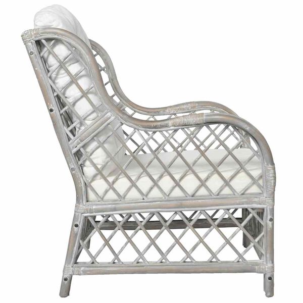 vidaXL Stoel met kussen natuurlijk rattan en linnen grijs