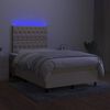 vidaXL Boxspring met matras en LED stof cr&egrave;mekleurig 120x190 cm