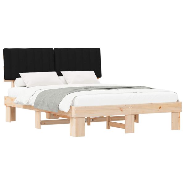 vidaXL Bedframe met Gevoerd Hoofdgedeelte Zwart 150 x 200 cm