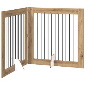 vidaXL Opvouwbaar hondenhek met standaards 2 st Artisanaal eiken