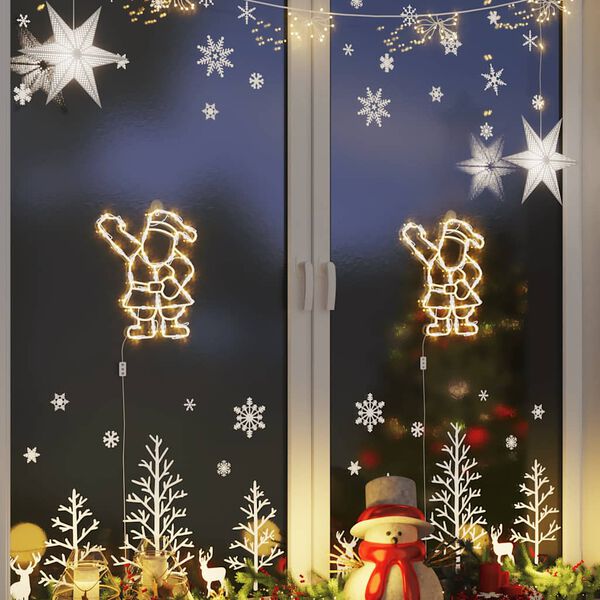 vidaXL Kerstverlichting silhouet van de kerstman2 st 35 LEDs warm wit