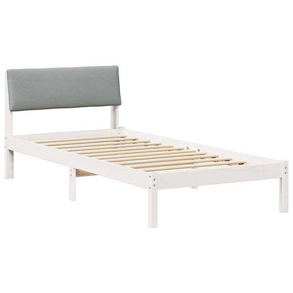 vidaXL Bedframe Wit en lichtgrijs 90 x 200 cm Massief grenenhout