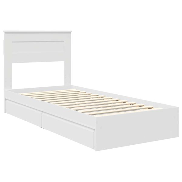 vidaXL Opslag bed met hoofdeinde met lade Wit 75 x 190 cm Bewerkt hout