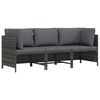 vidaXL Tuinbank 3-zits met kussens poly rattan grijs