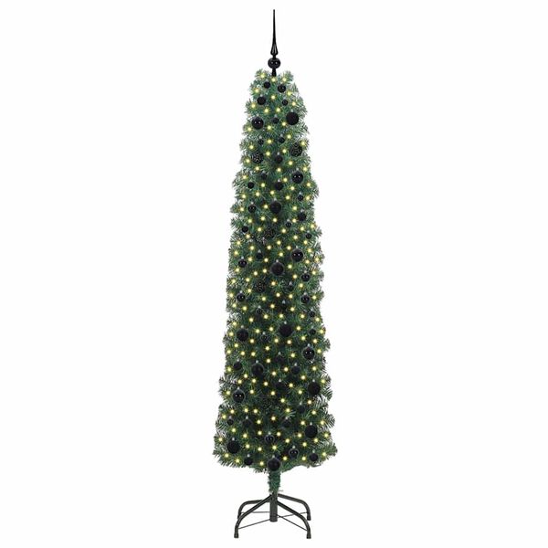 vidaXL Kunstkerstboom Groen 210 cm PVC en Staal en Kunststof