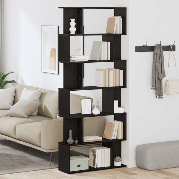 vidaXL Boekenkast Zwart Eiken 80x24x190,5 cm Engineered Wood
