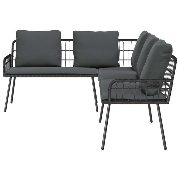 vidaXL Tuinbankenset met kussen 2 pcs Zwart poly rattan