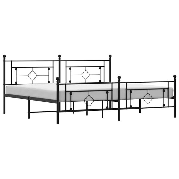 vidaXL Bedframe met hoofd- en voeteneinde metaal zwart 193x203 cm