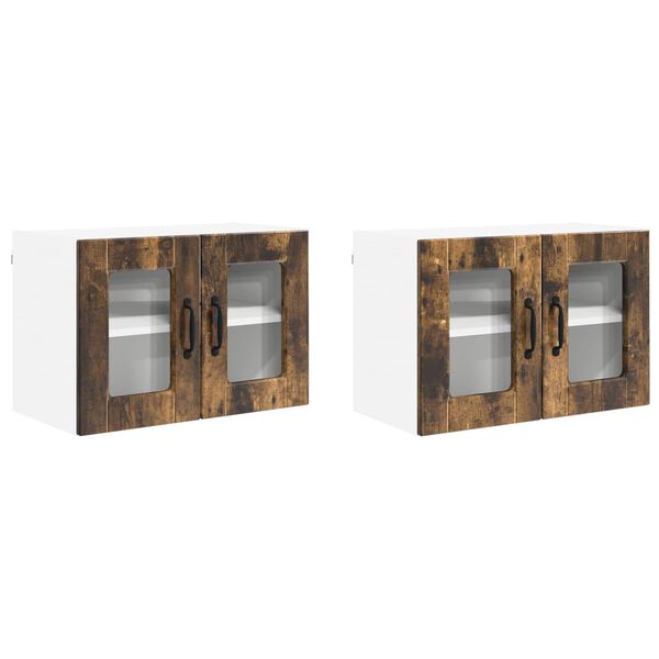 vidaXL Keukenkast 2 pcs Gerookt eiken 60 x 31 x 40 cm Bewerkt hout