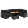 vidaXL 9-delige Loungeset met kussens poly rattan zwart