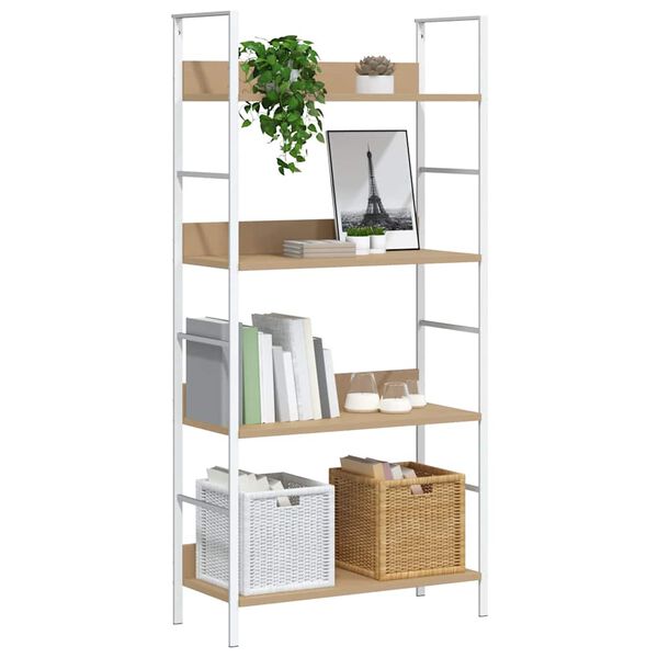vidaXL Boekenkast 4 schappen 60x27,6x124,5 cm bewerkt hout eikenkleur
