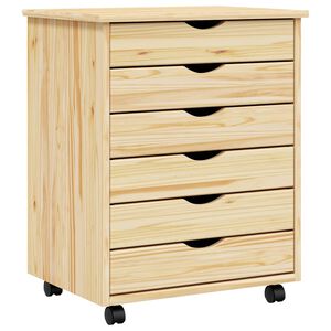 vidaXL Rolling Cabinet met Laden MOSS Heldere Vernis 53 x 39 x 65,5 cm