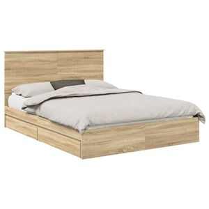 vidaXL Opslag bed met lade Sonoma Eiken 150 x 200 cm Bewerkt hout