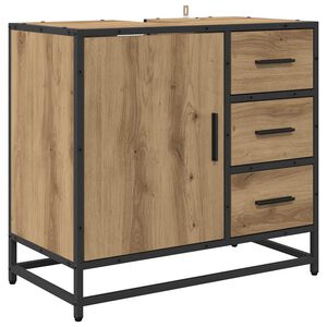 vidaXL Badkamerkast Artisan Eiken 65 x 33 x 60 cm Bewerkt hout