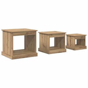 vidaXL Salontafel 3 pcs Artisan Eiken Bewerkt hout