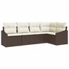 vidaXL Bankstel met kussen 5 pcs Bruin poly rattan