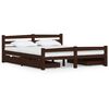 vidaXL Bedframe met 4 lades massief grenenhout donkerbruin 160x200 cm