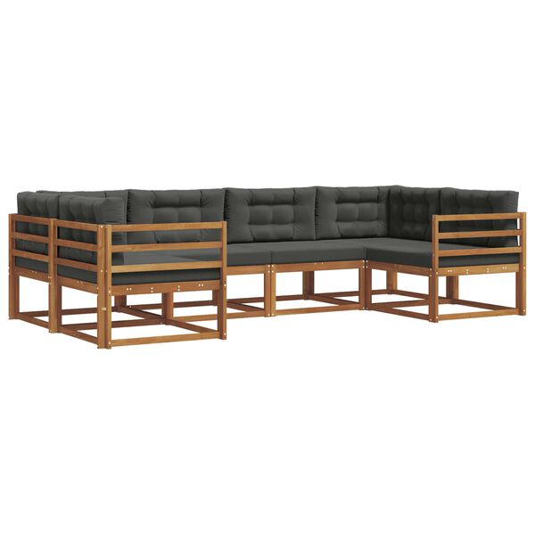 vidaXL Buiten bankenset met kussen 6 pcs Natuurlijk en Antraciet