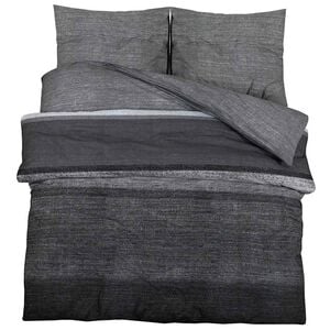 vidaXL Dekbedovertrekset 200x200 cm katoen donkergrijs en zwart