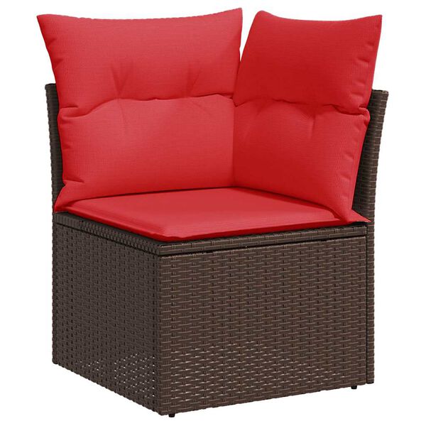 vidaXL 9-delige Loungeset met kussens poly rattan acacia bruin