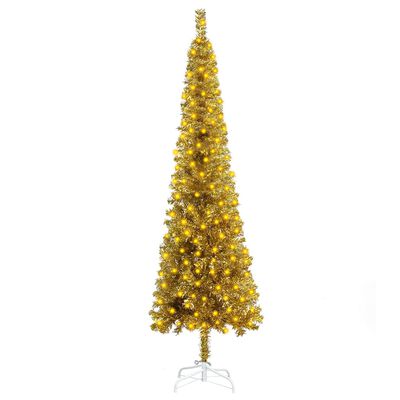 vidaXL Kerstboom met LED smal 120 cm goudkleurig