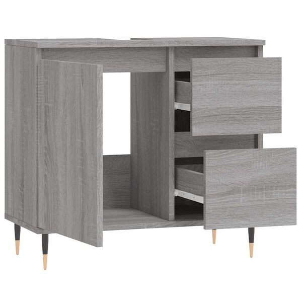 vidaXL Badkamerkast 65x33x60 cm bewerkt hout grijs sonoma eikenkleurig