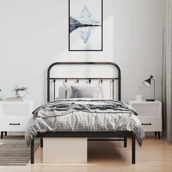 vidaXL Bedframe met hoofdbord metaal zwart 100x190 cm