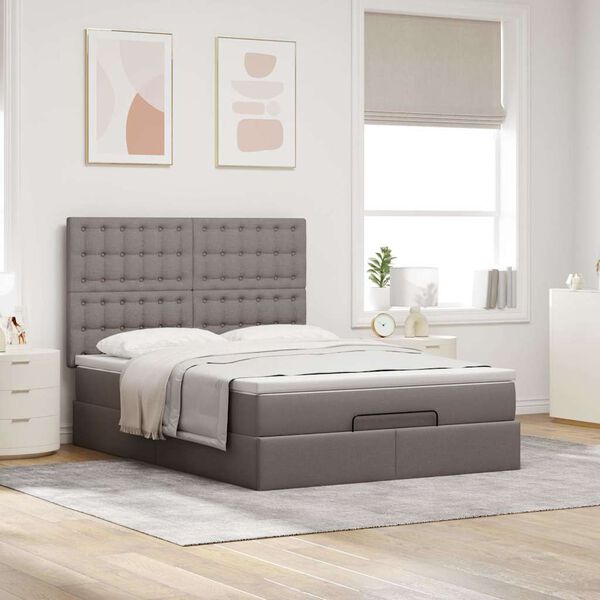 vidaXL Ottoman bed met matras 140x200cm stof taupe
