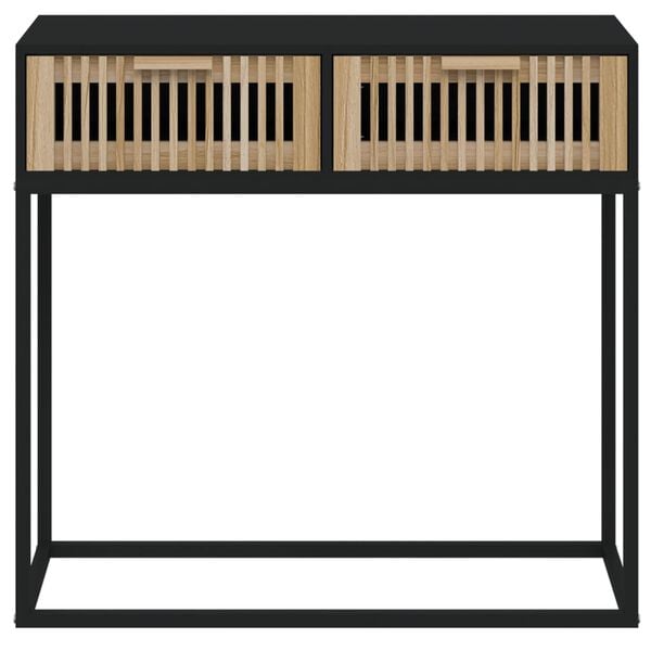 vidaXL Wandtafel 80x30x75 cm bewerkt hout en ijzer zwart