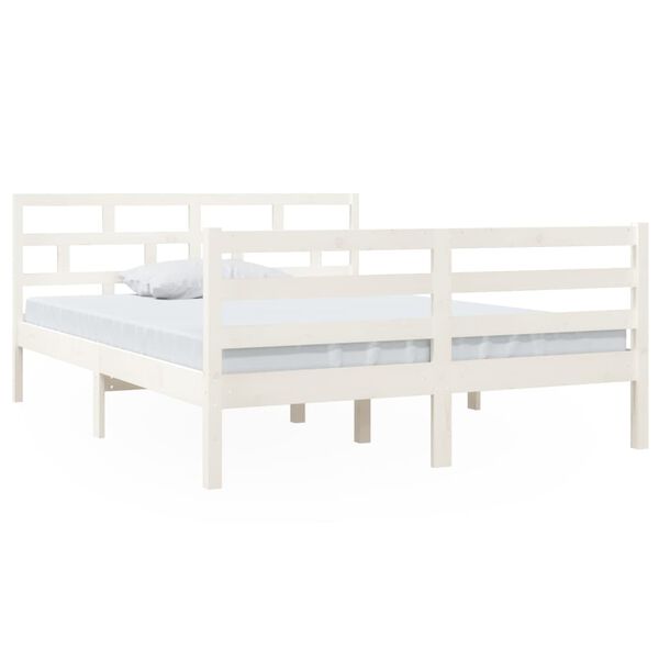 vidaXL Bedframe massief grenenhout wit 140x190 cm